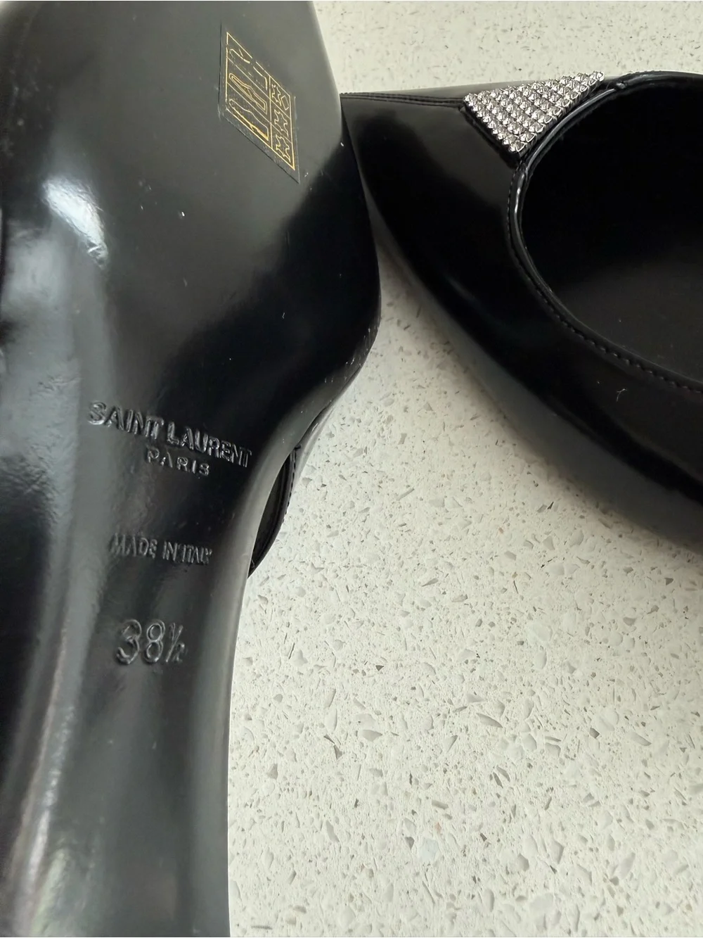 Saint Laurent Cherish Kitten Heel Black Leather Slingback EU 38.5 US 8.5 - Picture 12 of 12